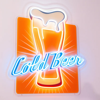 Cold Beer Mug With Foam Uv Printed Led Neon Sign For Bar Decor | Shineneon