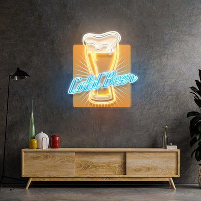 Cold Beer Mug With Foam Uv Printed Led Neon Sign For Bar Decor | Shineneon