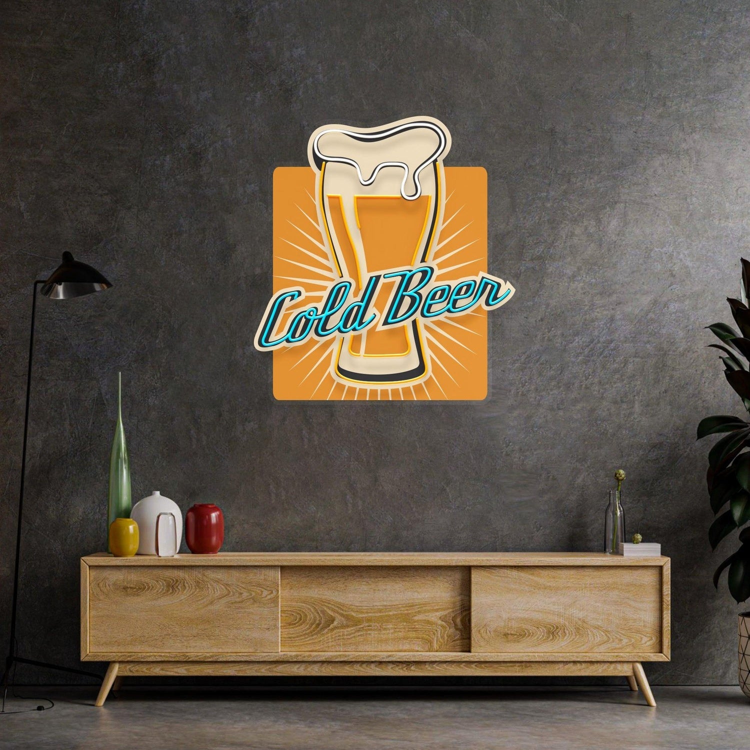 Cold Beer Mug With Foam Uv Printed Led Neon Sign For Bar Decor | Shineneon