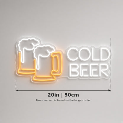 Cold Beer LED Neon Sign - size guide