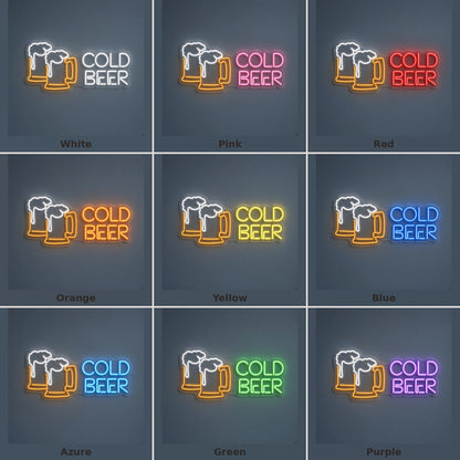 Cold Beer LED Neon Sign - nine-color grid