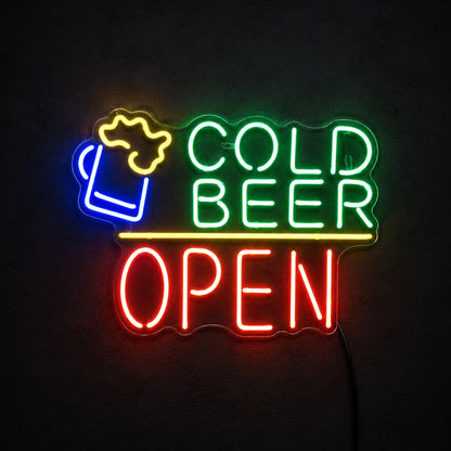 Cold Beer Open Neon Sign LED Neon Sign high-converting product image