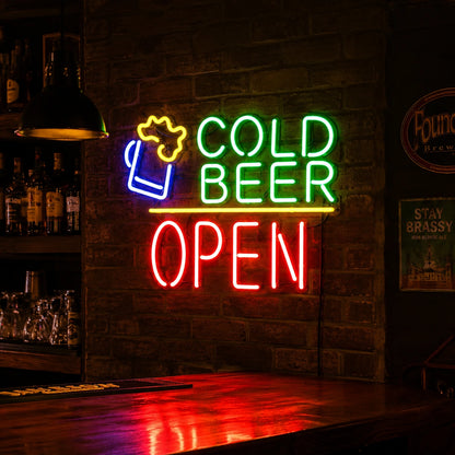 Cold Beer Open Neon Sign LED Neon Sign real lifestyle scene
