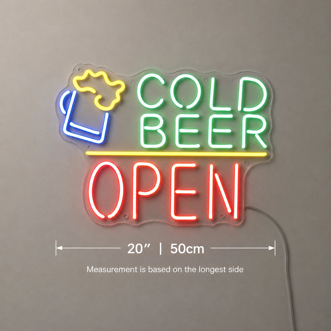 Cold Beer Open Neon Sign LED Neon Sign size image