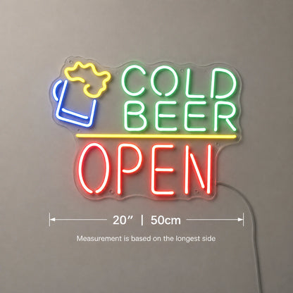 Cold Beer Open Neon Sign LED Neon Sign size image
