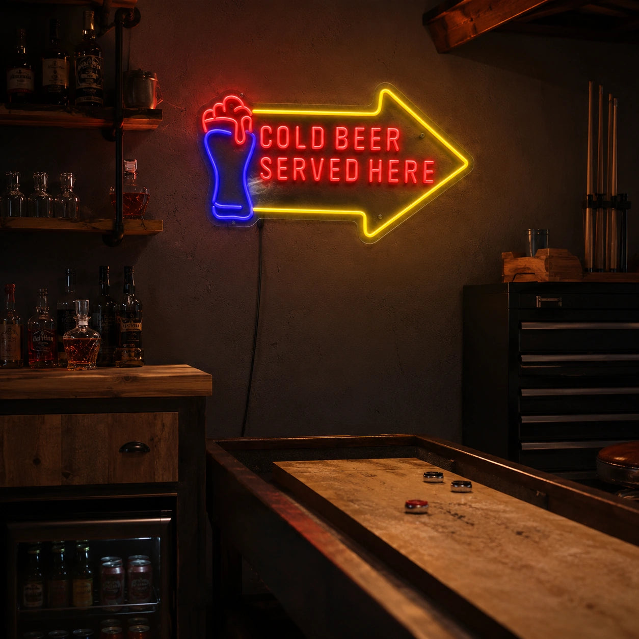 Cold Beer Served Here LED Neon Sign size image