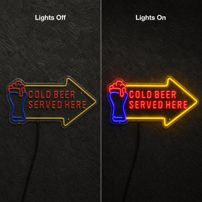 Cold Beer Served Here LED Neon Sign - Shineneon