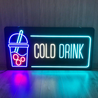 Cold Drink Cup Led Neon Sign With Blue Pink White For Beverage Shop Decor | Shineneon