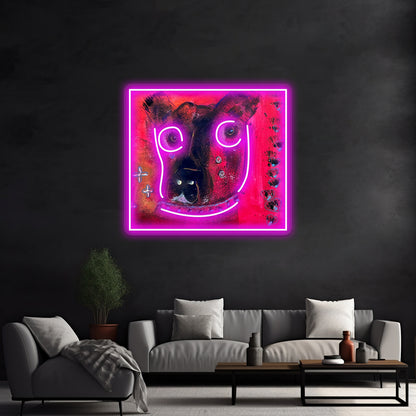 Collared Whimsical Dogs Abstract Animal Art Wall Artwork Neon Signs