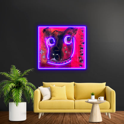 Collared Whimsical Dogs Abstract Animal Art Wall Artwork Neon Signs