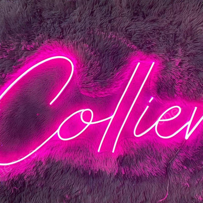 Collier Pink Led Neon Sign Stylish Script For Indoor D Ecor | Shineneon