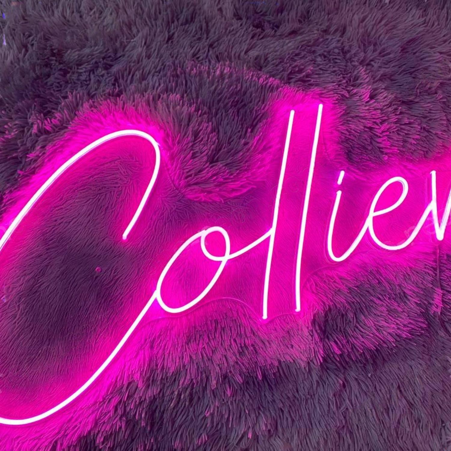 Collier Pink Led Neon Sign Stylish Script For Indoor D Ecor | Shineneon