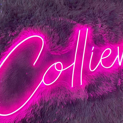 Collier Pink Led Neon Sign Stylish Script For Indoor D Ecor | Shineneon
