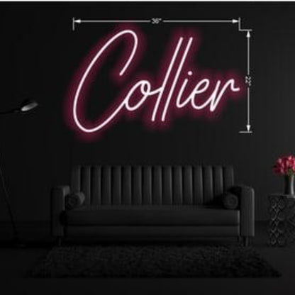 Collier Pink Led Neon Sign Stylish Script For Indoor D Ecor | Shineneon