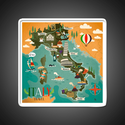 Coloful Italia Travel Map Fast Food Led Neon Sign For Burger Place Rgb Color - Shineneon