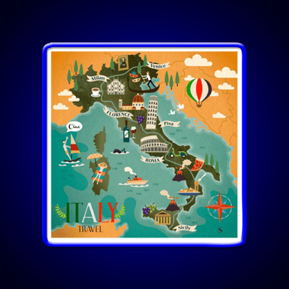 Coloful Italia Travel Map Fast Food Led Neon Sign For Burger Place Rgb Color - Shineneon