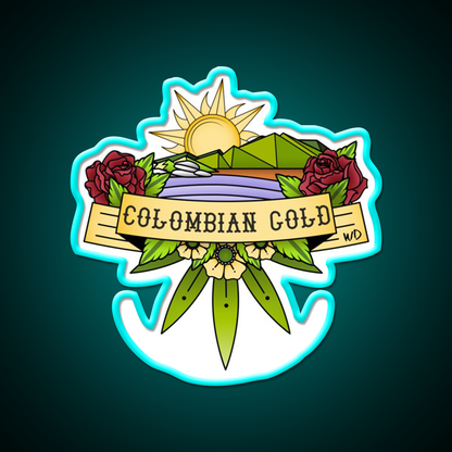 Colombian Gold Hemp Inspired Green Leaf Led Neon Sign Rgb Color - Size and dimension reference