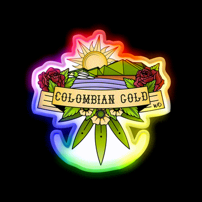 Colombian Gold Hemp Inspired Green Leaf Led Neon Sign Rgb Color