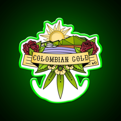 Colombian Gold Hemp Inspired Green Leaf Led Neon Sign Rgb Color - Shineneon