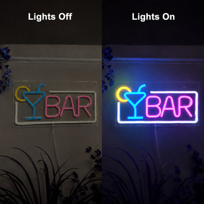 Color Martini Bar Neon Sign LED Neon Sign day and night comparison