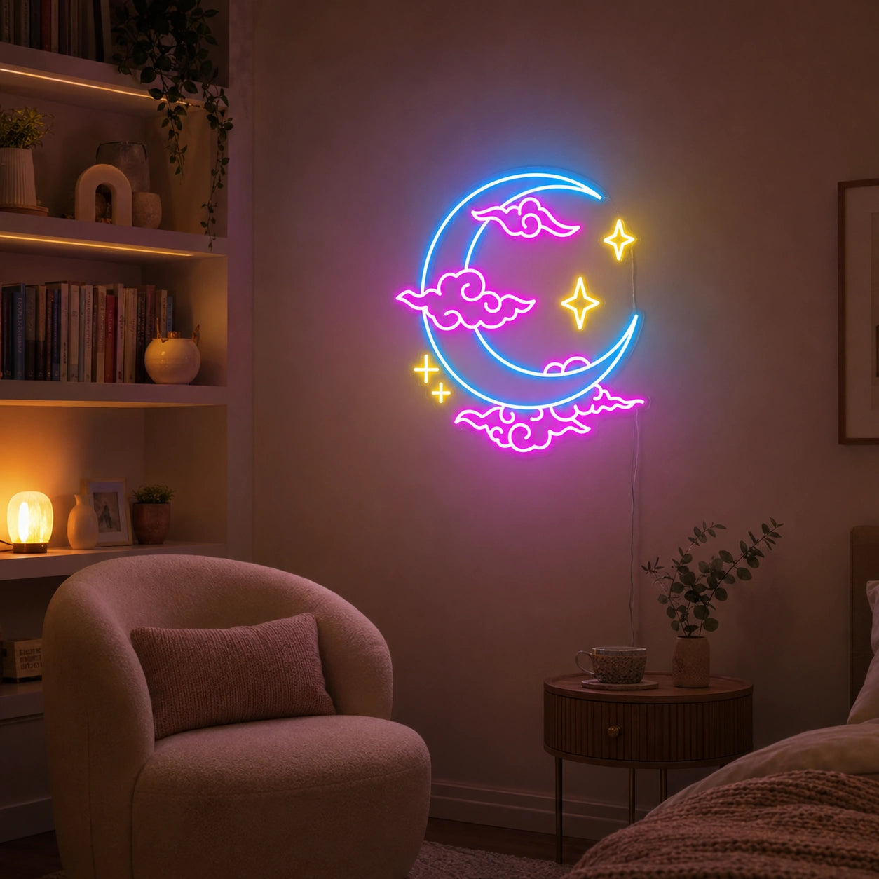 Color Moon Cloud Neon Sign LED Neon Sign real lifestyle scene