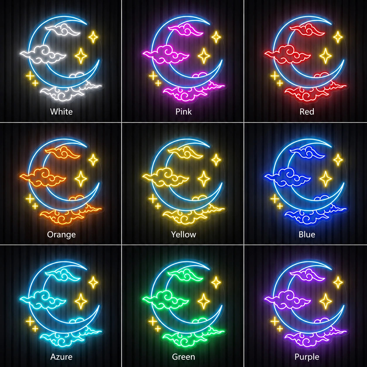 Color Moon Cloud Neon Sign LED Neon Sign color grid