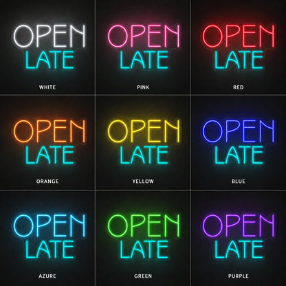 Color Open Late Neon Sign LED Neon Sign color grid
