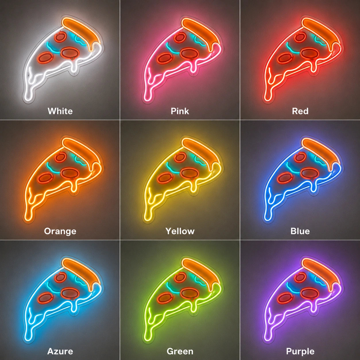Color Pizza Slice Neon Sign LED Neon Sign color grid