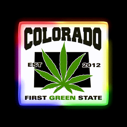 Colorado First Green State Hemp Inspired Green Leaf Led Neon Sign Rgb Color - LED neon sign close-up detail