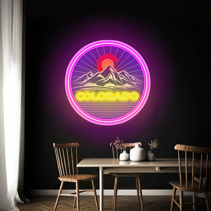 Colorado Mountains Circle Neon Wall Signs - Shineneon