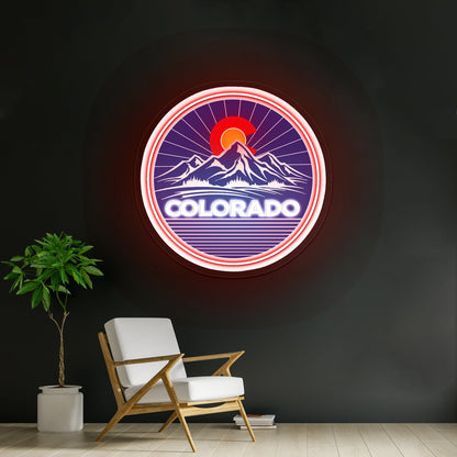 Colorado Mountains Circle Neon Wall Signs - Shineneon