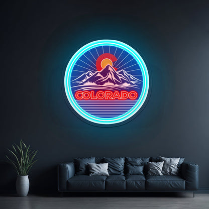Colorado Mountains Circle Neon Wall Signs - Shineneon