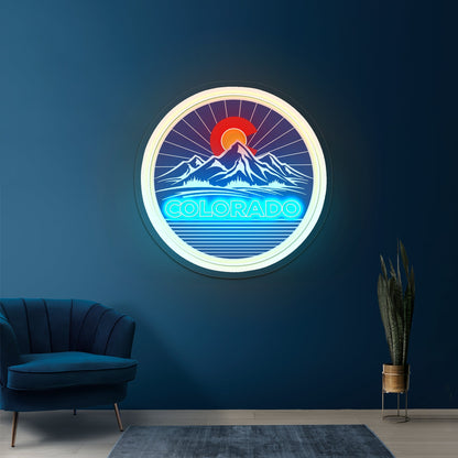 Colorado Mountains Circle Neon Wall Signs - Shineneon