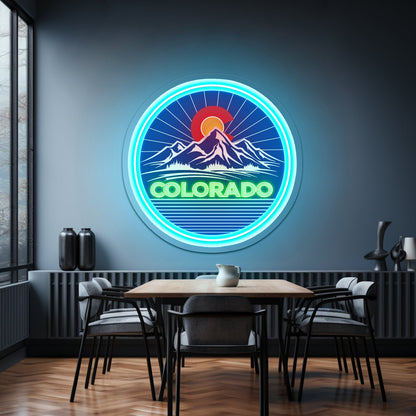 Colorado Mountains Circle Neon Wall Signs - Shineneon