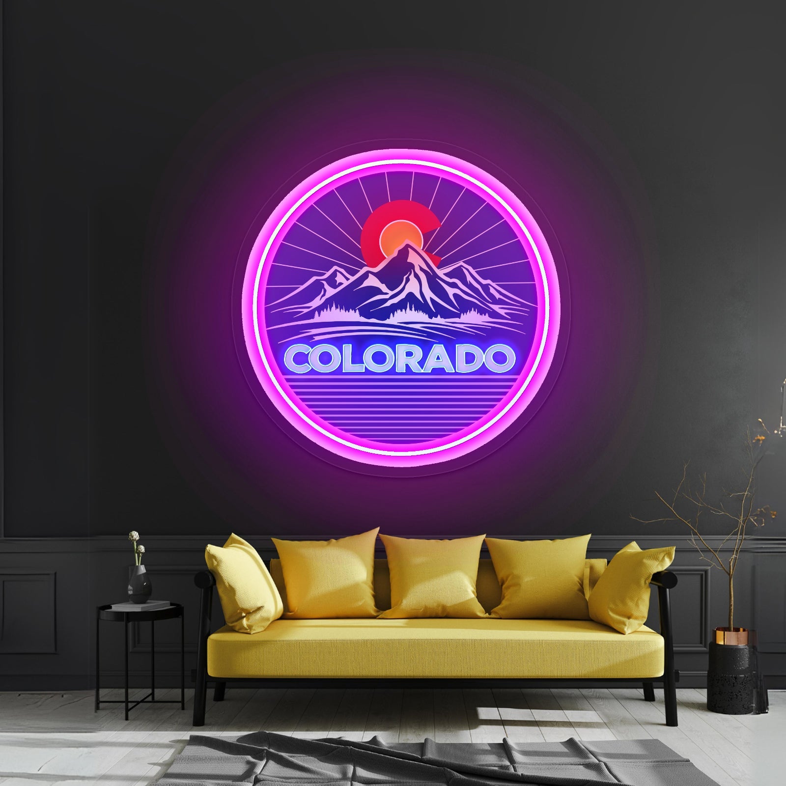 Colorado Mountains Circle Neon Wall Signs - Shineneon