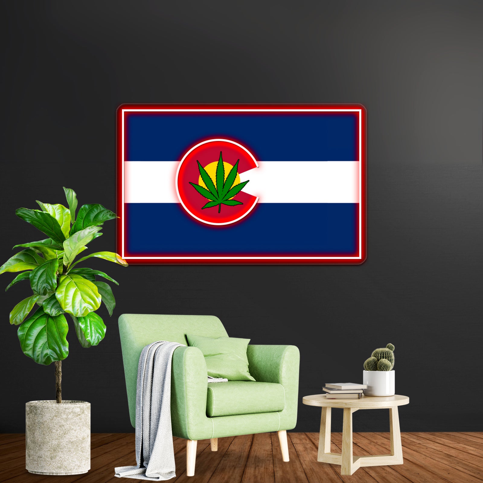 Colorado State Flag Cannabis Leaf Products Wall Artwork Neon Signs | Shineneon
