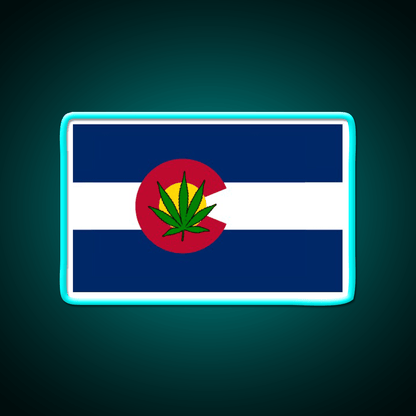 Colorado State Flag Leaf Products Hemp Inspired Green Leaf Led Neon Sign Rgb Color - Shineneon