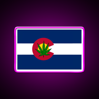 Colorado State Flag Leaf Products Hemp Inspired Green Leaf Led Neon Sign Rgb Color - Shineneon