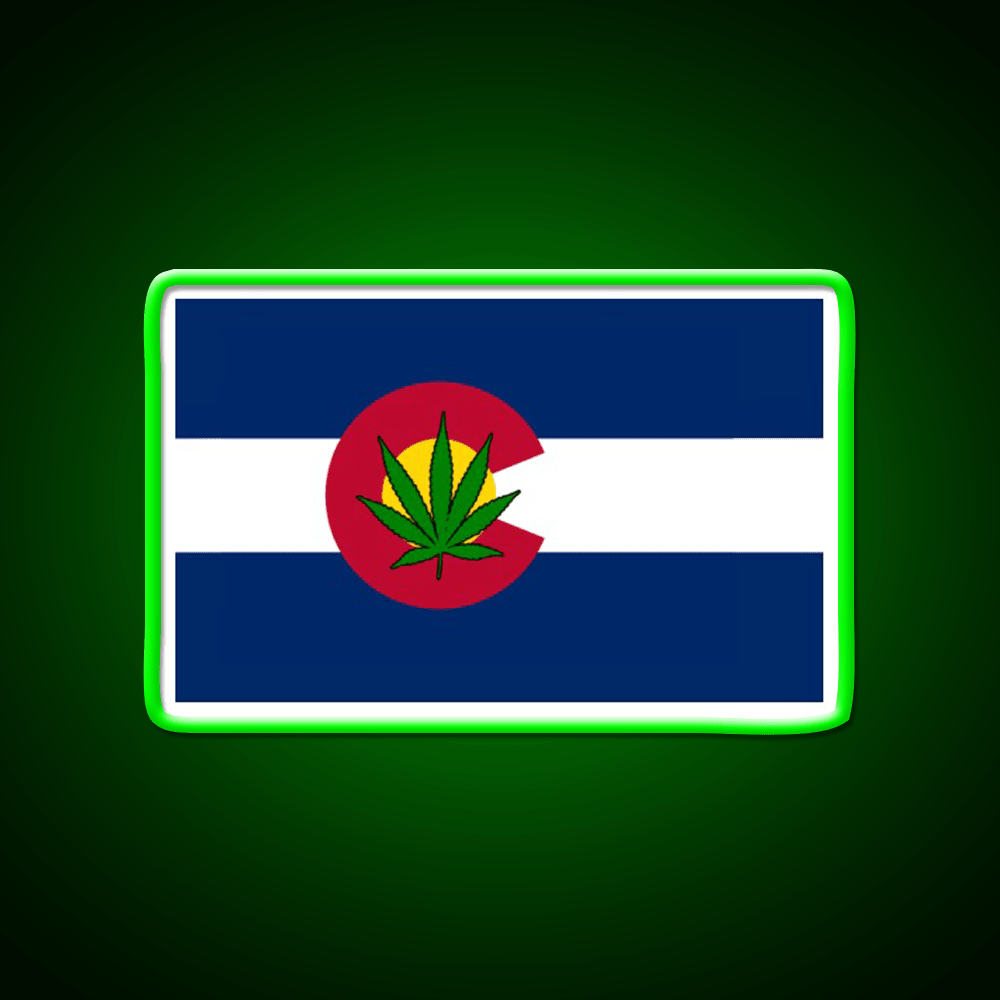 Colorado State Flag Leaf Products Hemp Inspired Green Leaf Led Neon Sign Rgb Color - Shineneon