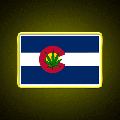 Colorado State Flag Leaf Products Hemp Inspired Green Leaf Led Neon Sign Rgb Color - Custom LED neon sign front view