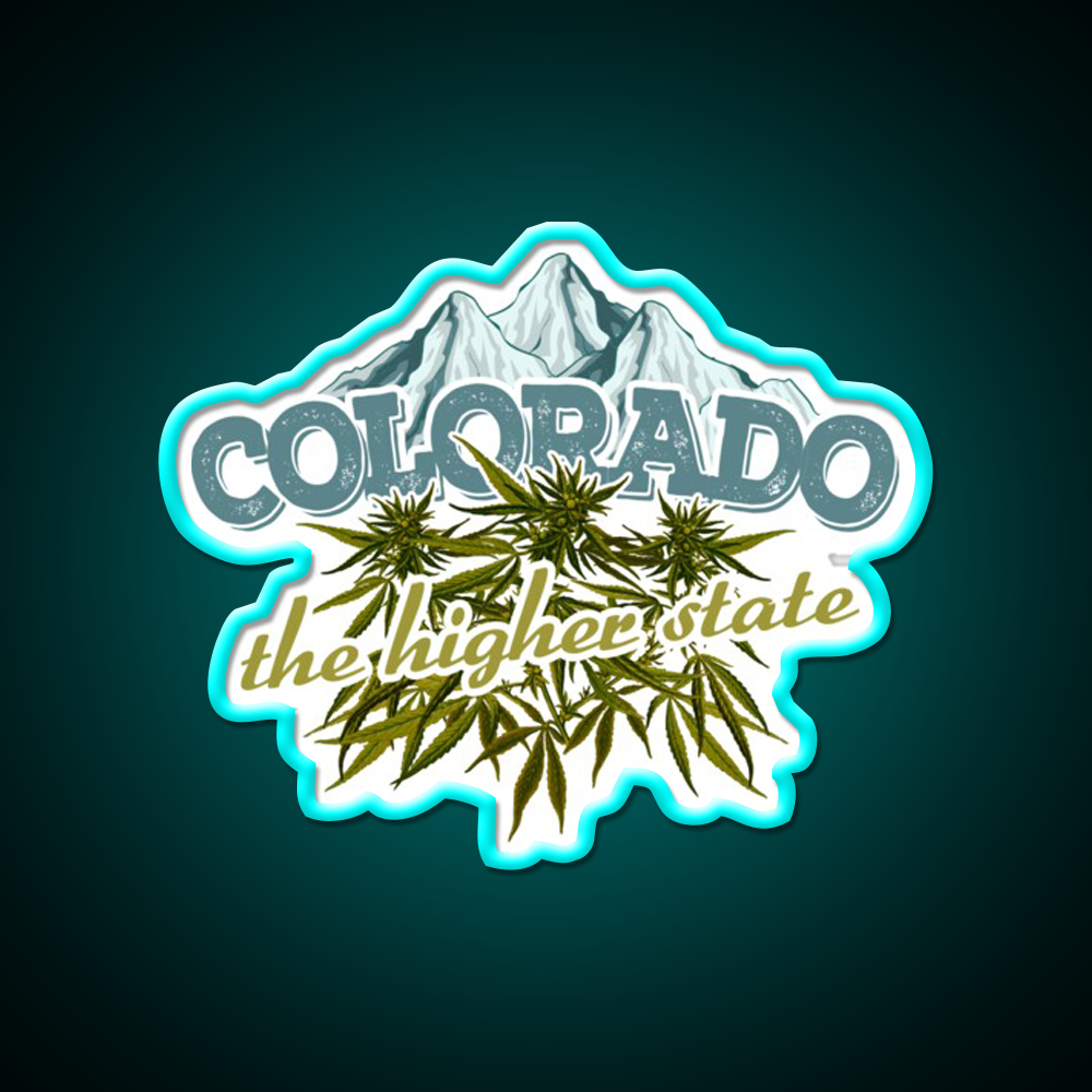 Colorado The Higher State Hemp Inspired Green Leaf Led Neon Sign Rgb Color - Size and dimension reference