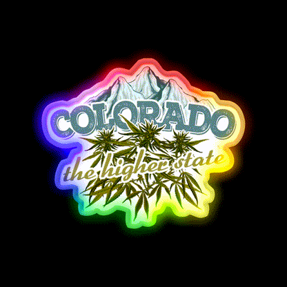 Colorado The Higher State Hemp Inspired Green Leaf Led Neon Sign Rgb Color - LED neon sign close-up detail