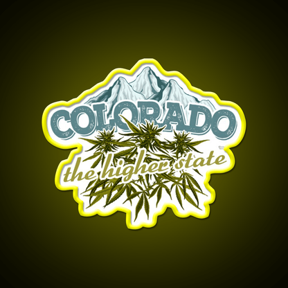 Colorado The Higher State Hemp Inspired Green Leaf Led Neon Sign Rgb Color - Shineneon