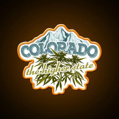 Colorado The Higher State Hemp Inspired Green Leaf Led Neon Sign Rgb Color - Shineneon