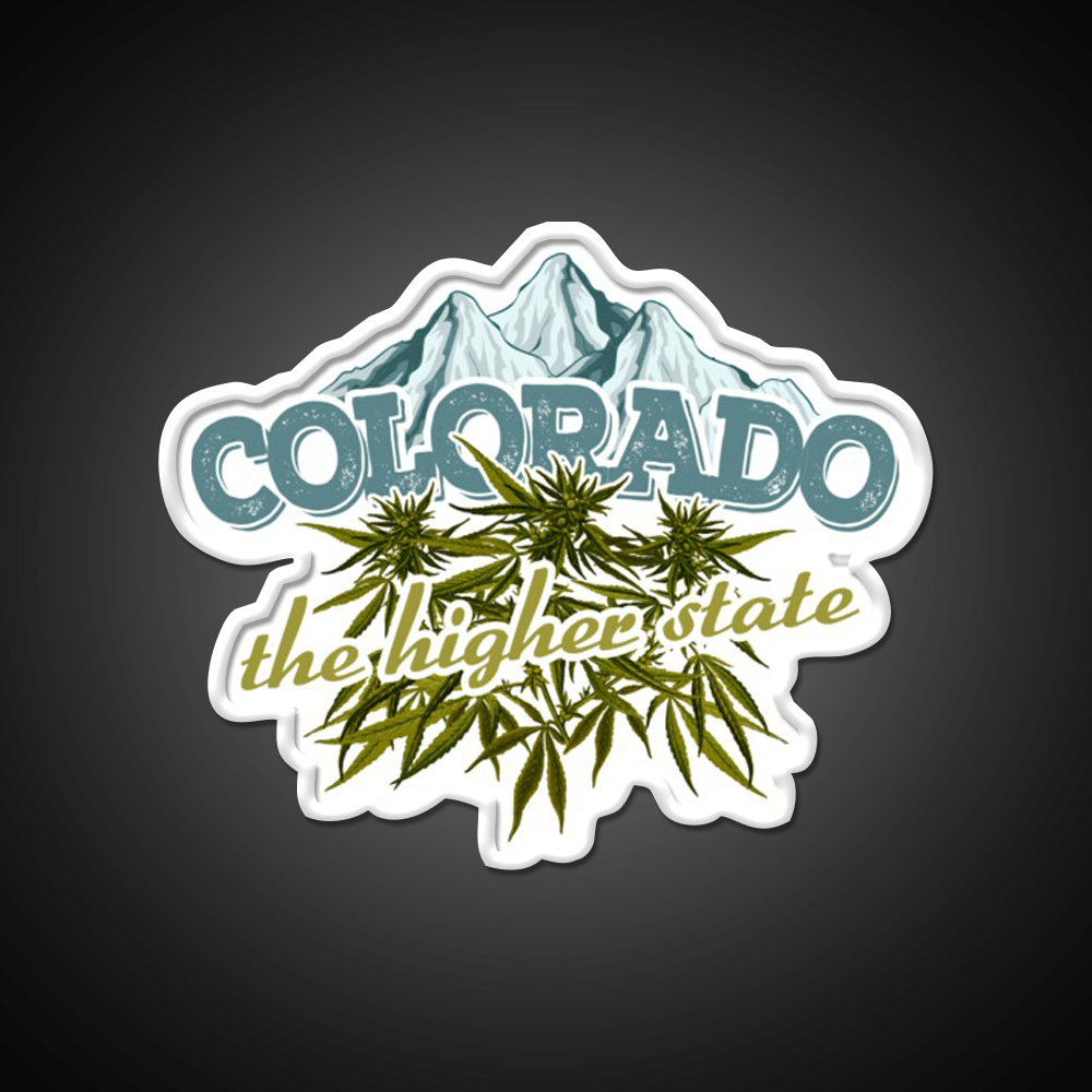 Colorado The Higher State Hemp Inspired Green Leaf Led Neon Sign Rgb Color - Shineneon