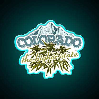 Colorado The Higher State Hemp Inspired Green Leaf Led Neon Sign Rgb Color - Shineneon