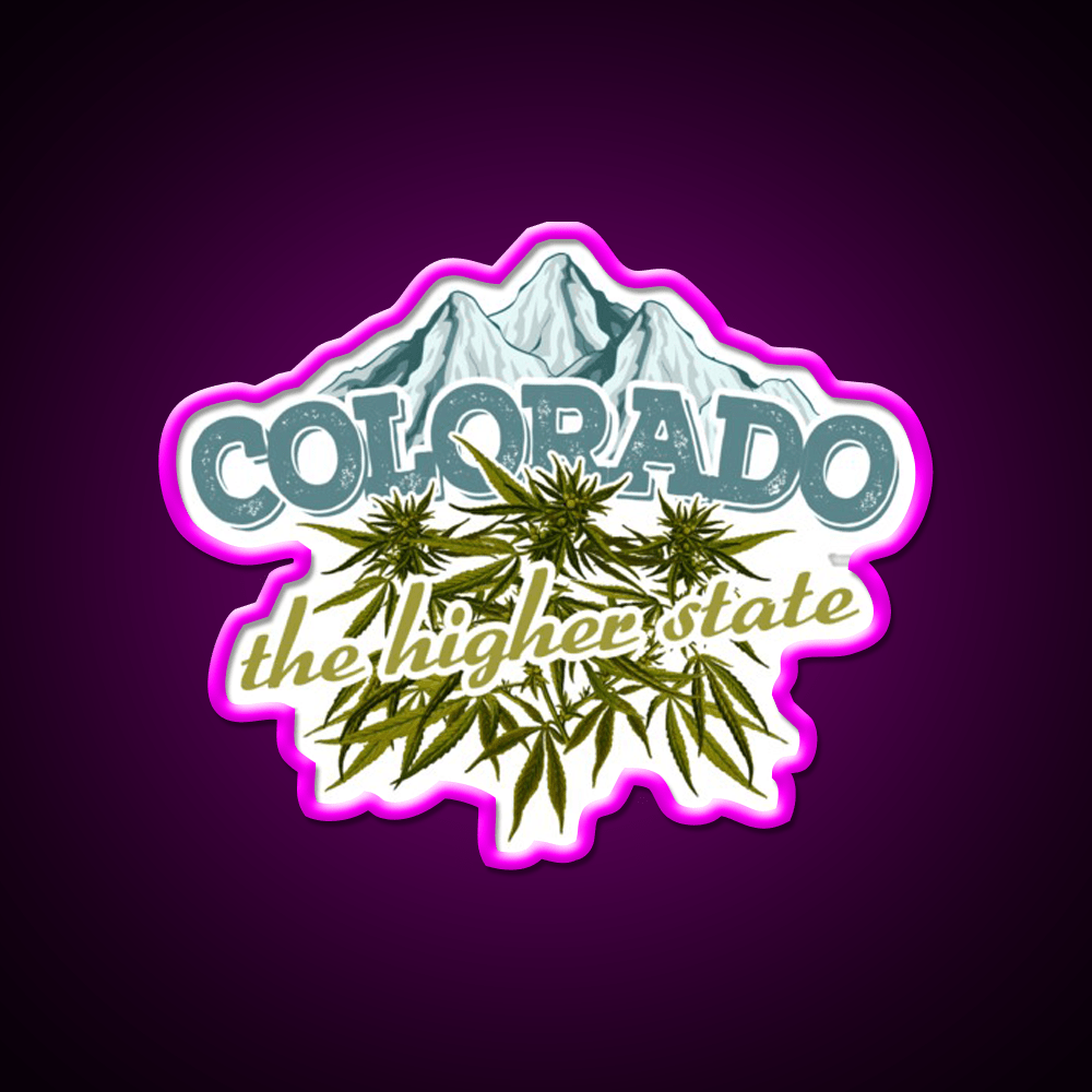 Colorado The Higher State Hemp Inspired Green Leaf Led Neon Sign Rgb Color - Shineneon