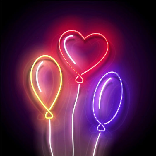 Colored Love Heart Balloons Neon Led Business Sign