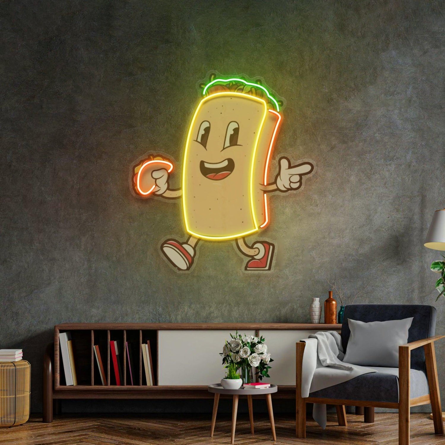 Colorful Cartoon Burrito Uv Printed Led Neon Sign For Restaurant Home Bar Decor | Shineneon