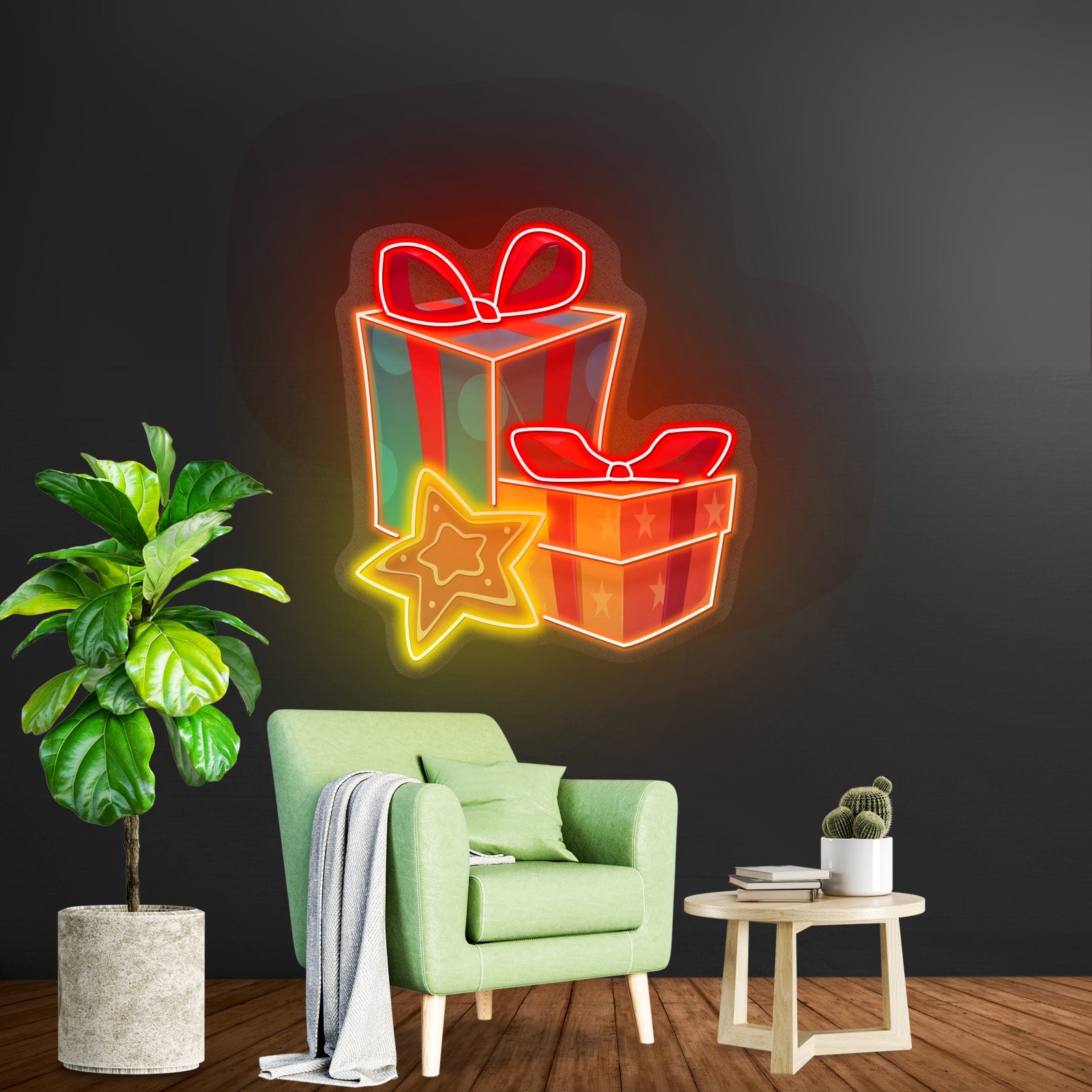 Colorful Christmas Gifts Led Neon Artwork For Sale For Sale - Shineneon
